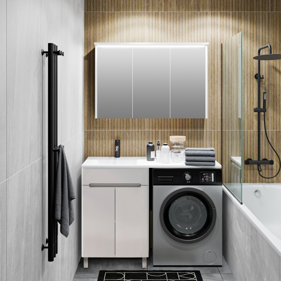 Тумба напольная Runo Парма 60 с раковиной Гамма 120 лайт правое крыло + кронштейн