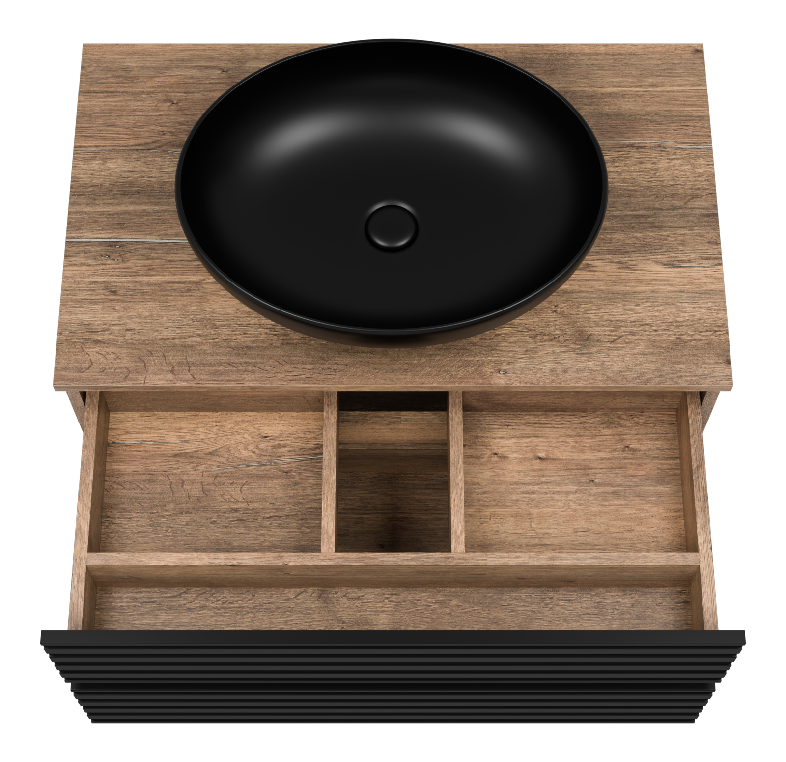 Тумба с раковиной Brevita Dakota 80 подвесная, черный/дуб галифакс