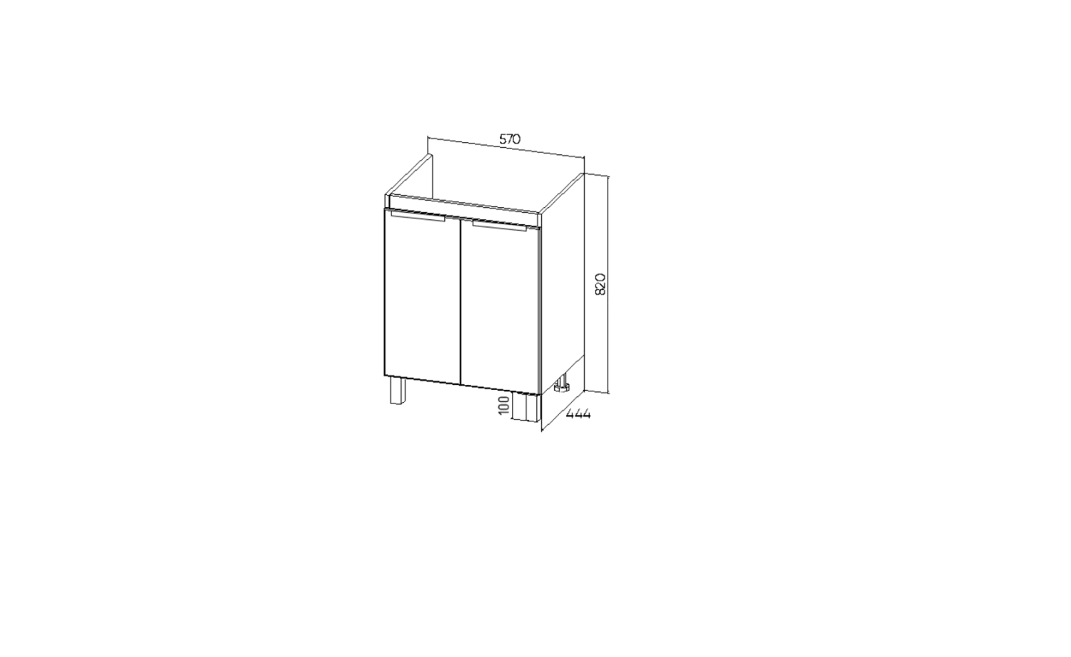 Тумба напольная Viant Берлин 60 с раковиной Moduo 60, белый