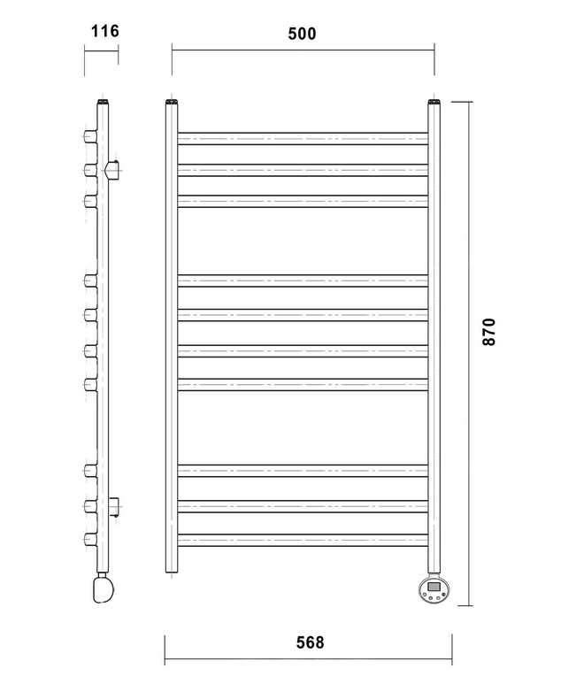 Полотенцесушитель электрический Domoterm Калипсо П10 500x800 R правый, белый матовый