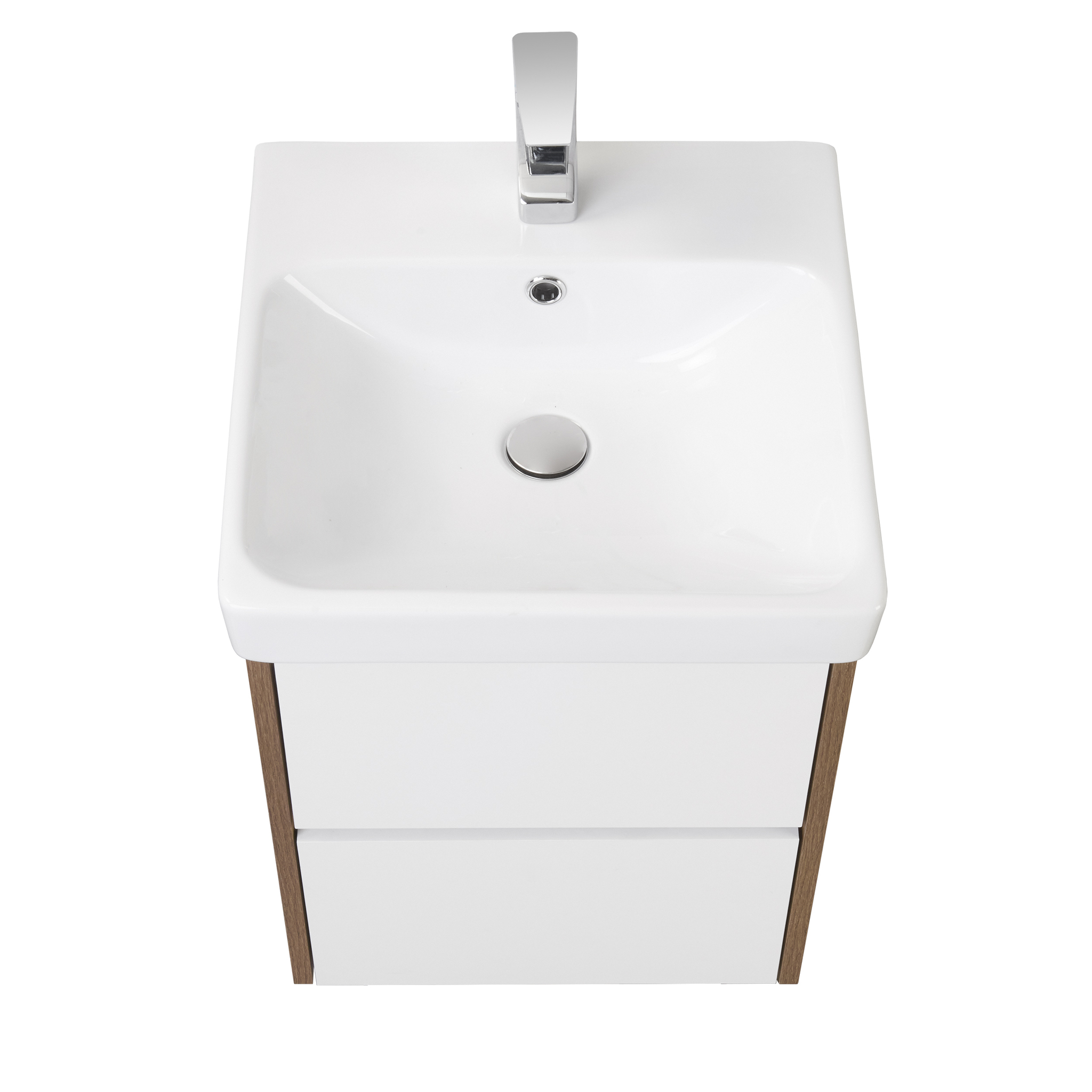 Тумба Aquaton Сканди 45 с раковиной Адриана 45, 2 ящика, подвесная, белый, дуб рустикальный
