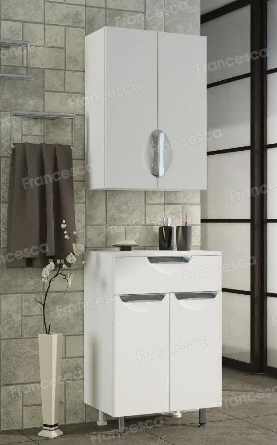Тумба с раковиной Francesca Доминго 60 напольная, 1 ящик, белая