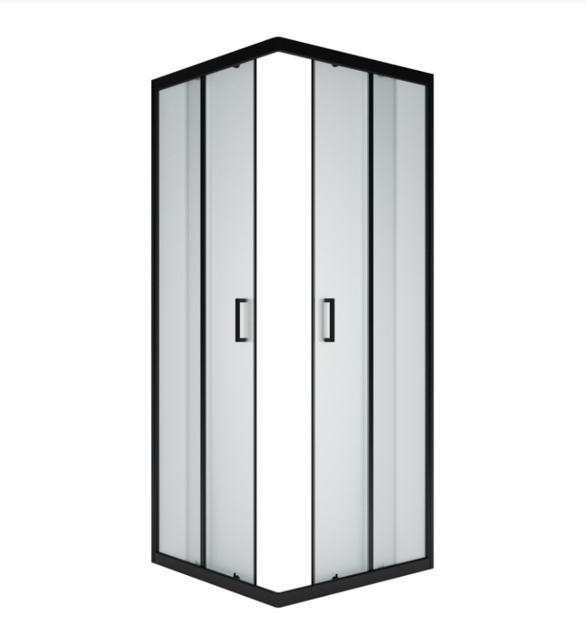 Душевой уголок Метакам Universal Black 80х80х185 квадратный, без поддона, прозрачное стекло, черный