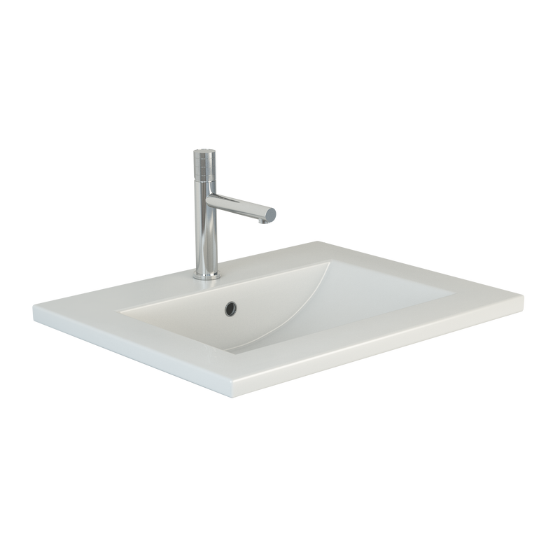 Тумба с раковиной Emmy Вега 50 напольная, 2 ящика, белый