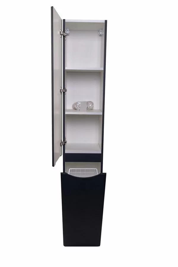 Пенал Style Line Бергамо 30 L напольный, с корзиной, черный