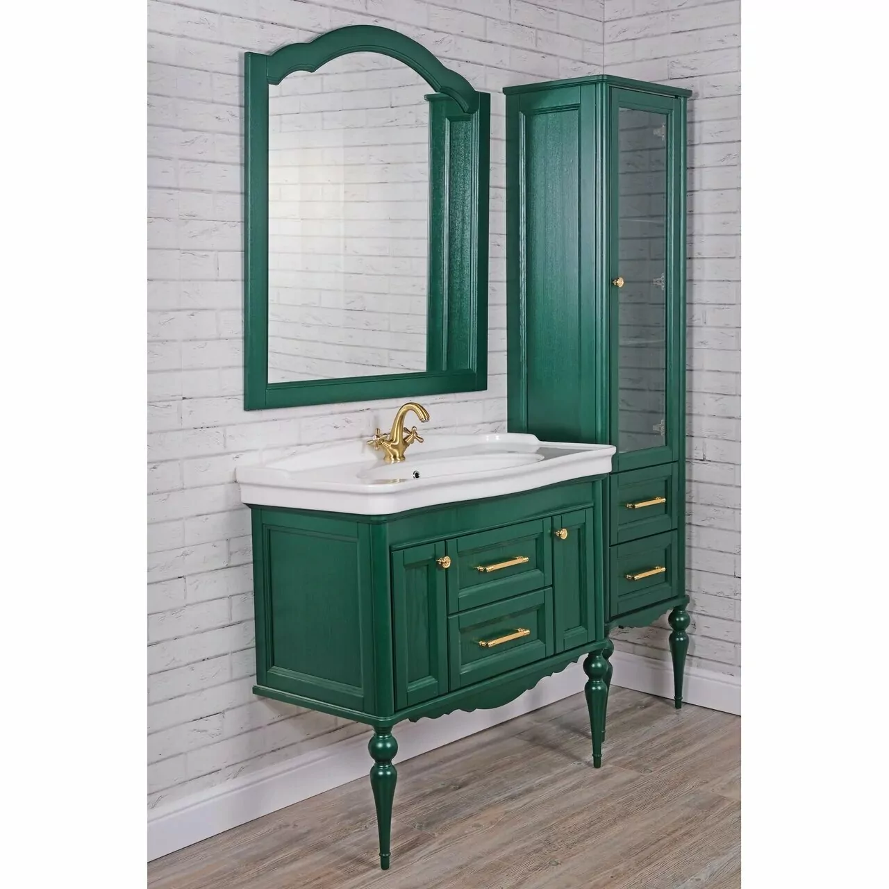 Мебель для ванной ValenHouse Эстетика 100, комплект, напольный, зеленый, фурнитура золото