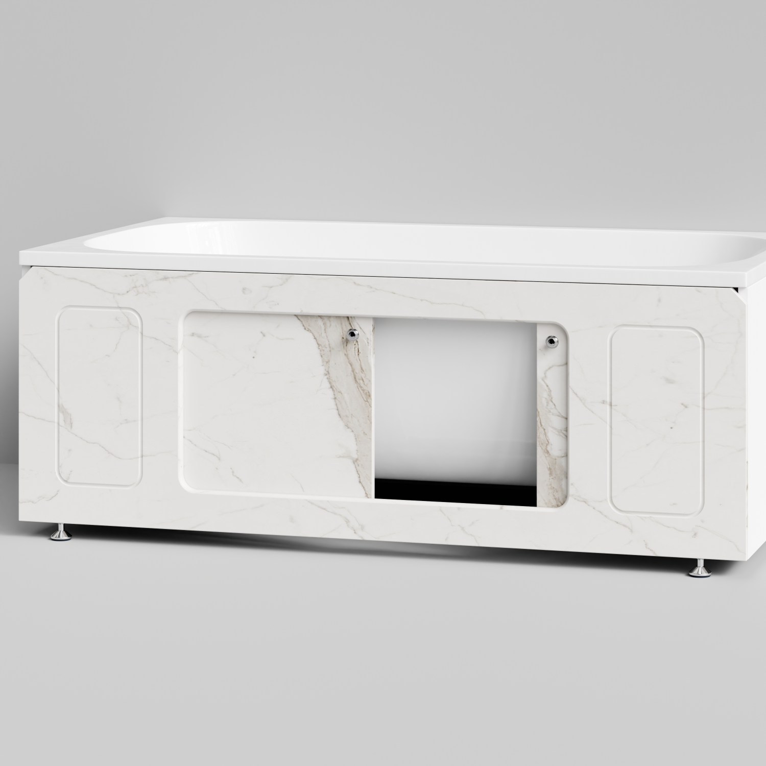 Экран под ванну Vod-ok Лидер 150 раздвижной Мрамор Белый натур милк