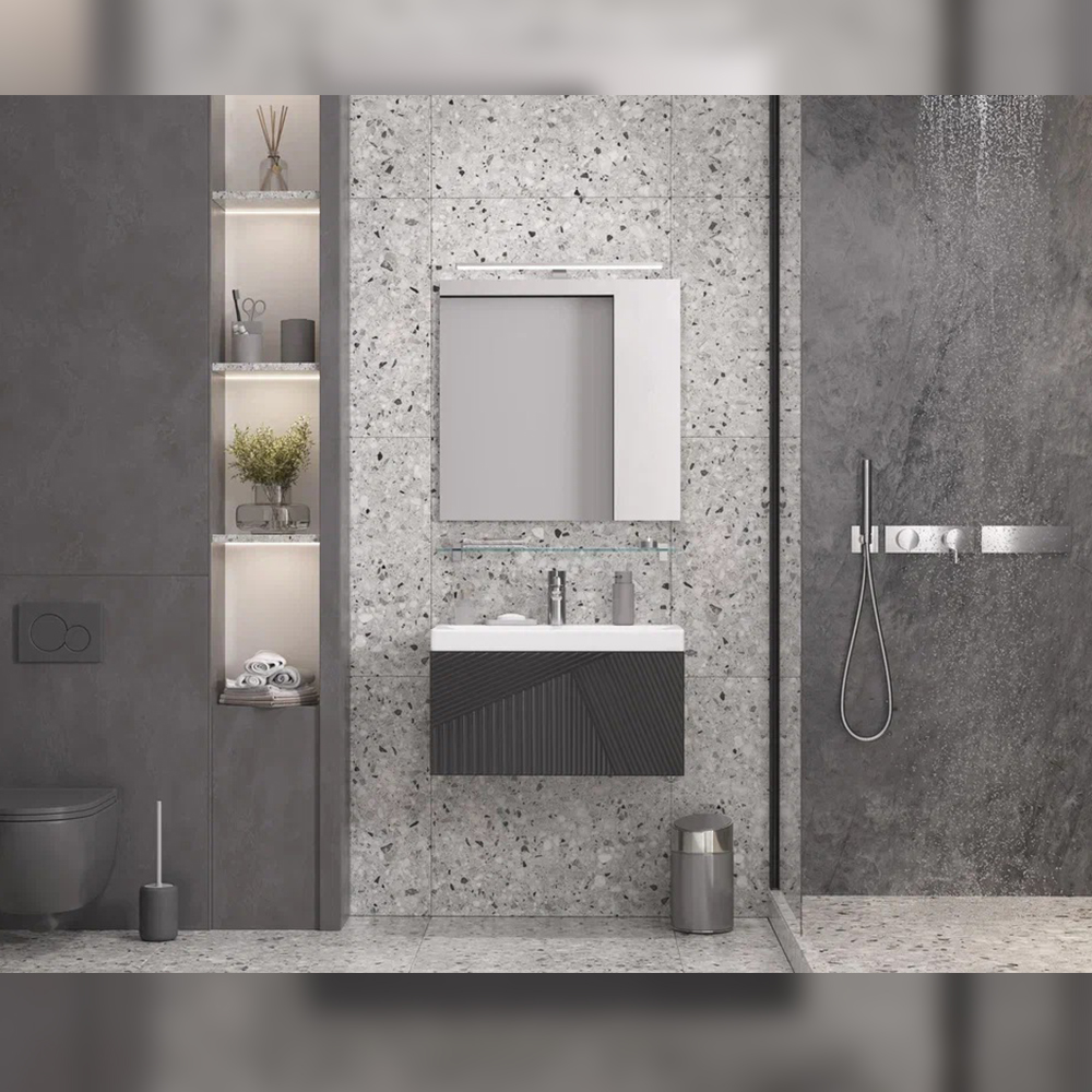 Тумба с раковиной подвесная Velvex Edge tp.EDG.9696.70.1Y графит, 70 см