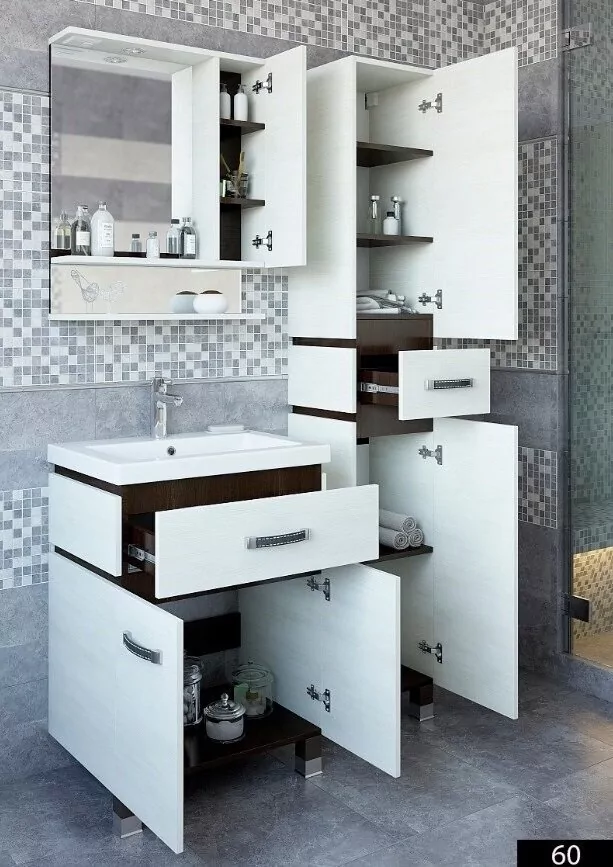 Зеркало-шкаф Sanflor Техас 70 R свет, 2 полки, северное дерево светлое