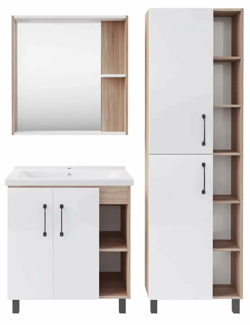 Зеркало шкаф Асб-мебель Адель 80 белый/дуб сонома