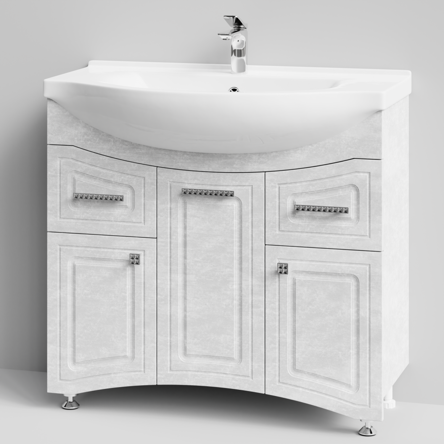 Тумба с раковиной Адам 90 напольная, Белый камень, петли справа
