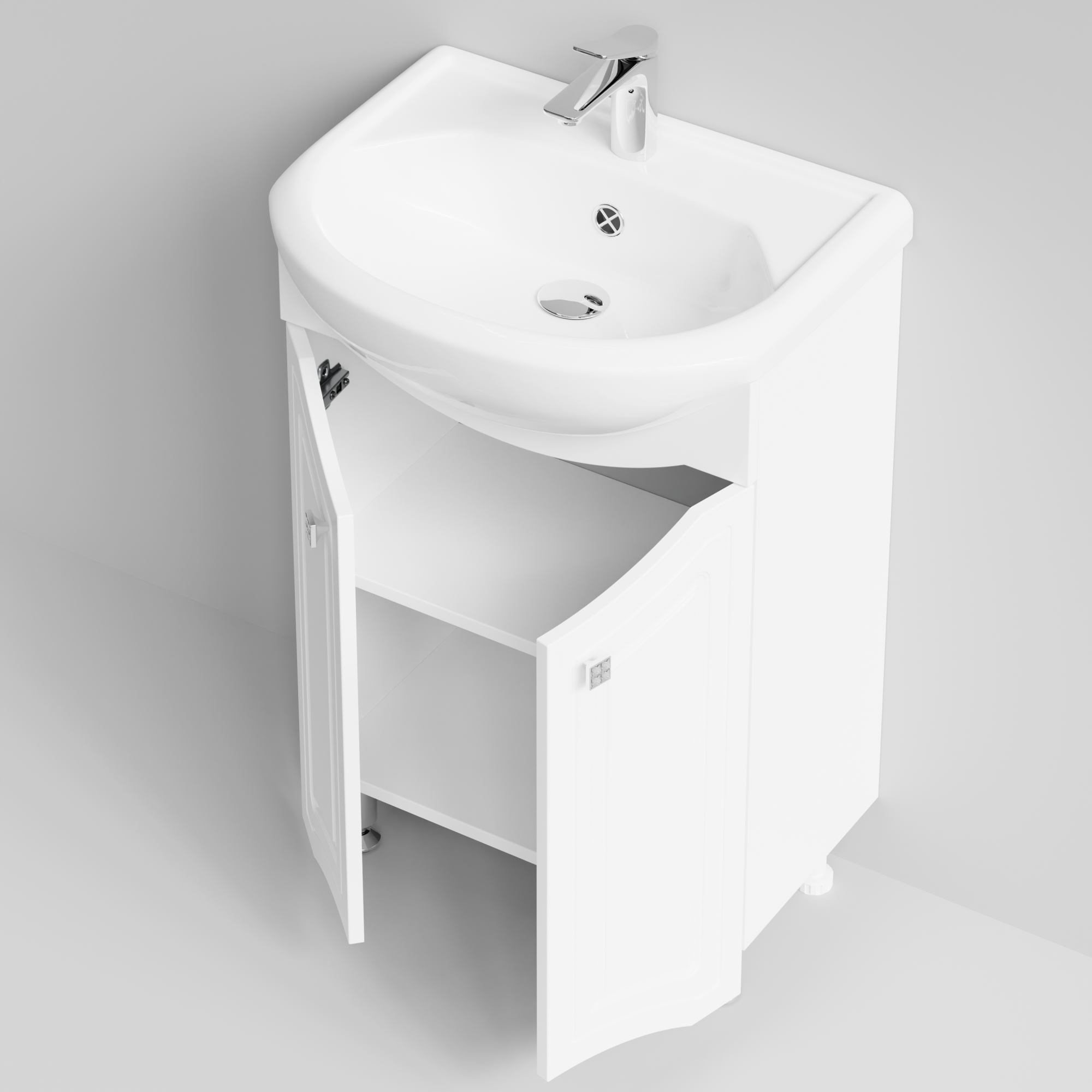 Тумба с раковиной Адам 55 напольная, белый глянец