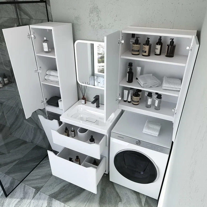 Пенал Style Line Марелла 30 L напольный, с корзиной, белый матовый