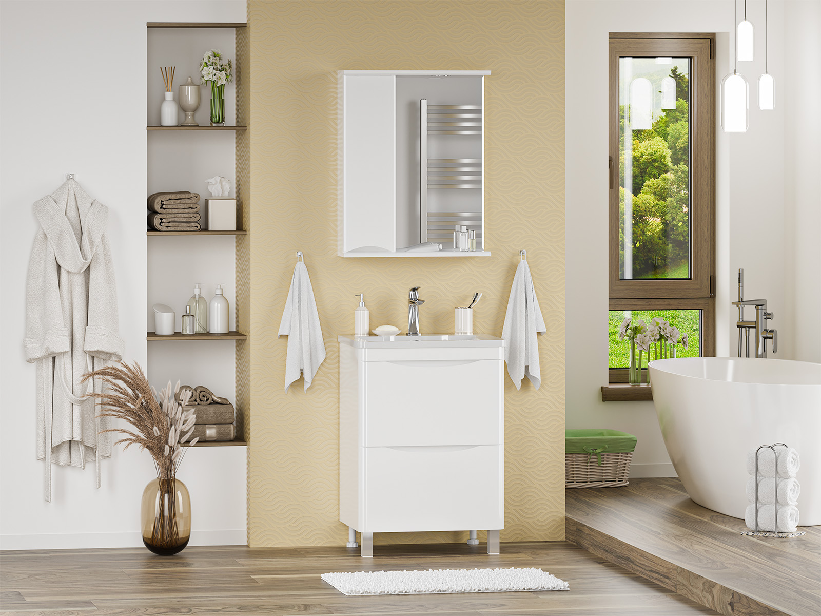 Тумба с раковиной Misty Атлантик 60 белый