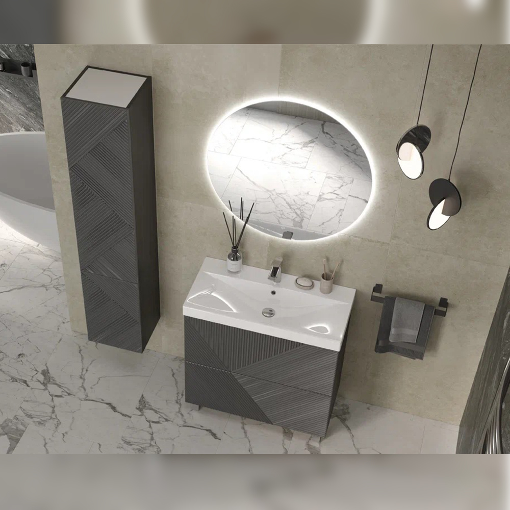 Тумба с раковиной напольная Velvex Edge tn.EDG.9696.80.2Y графит, 80 см