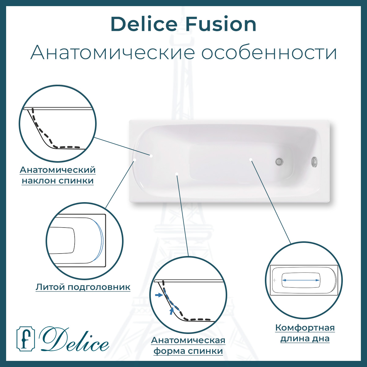 Ванна чугунная Delice Fusion 170х70 DLR230647