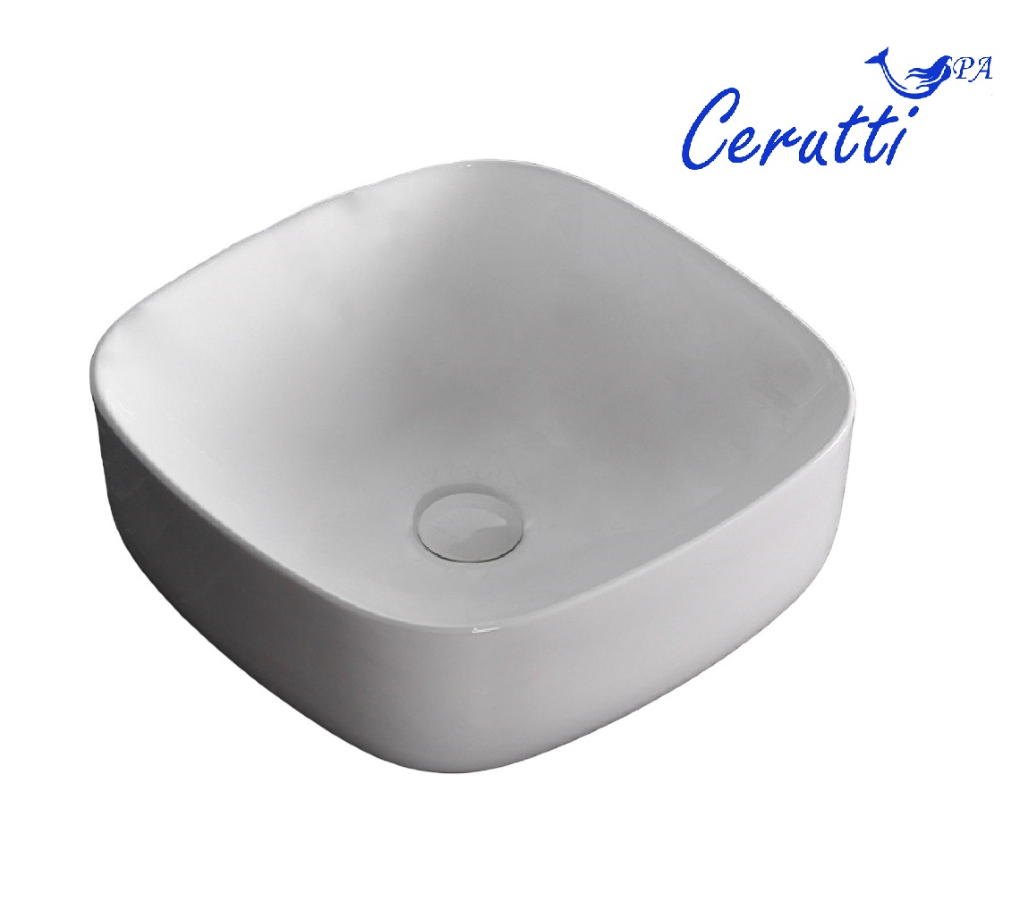 Раковина Ceruttispa CR0010 накладная, белая, квадратная 425х425х150