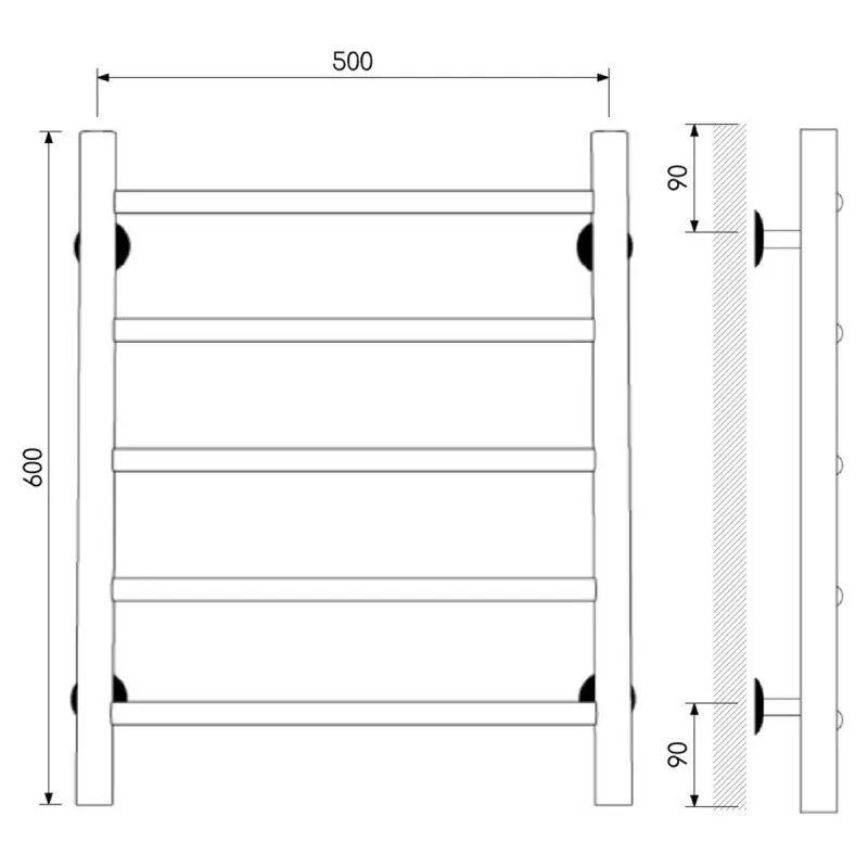 Полотенцесушитель водяной Laris Классик П5 500х600 белый матовый