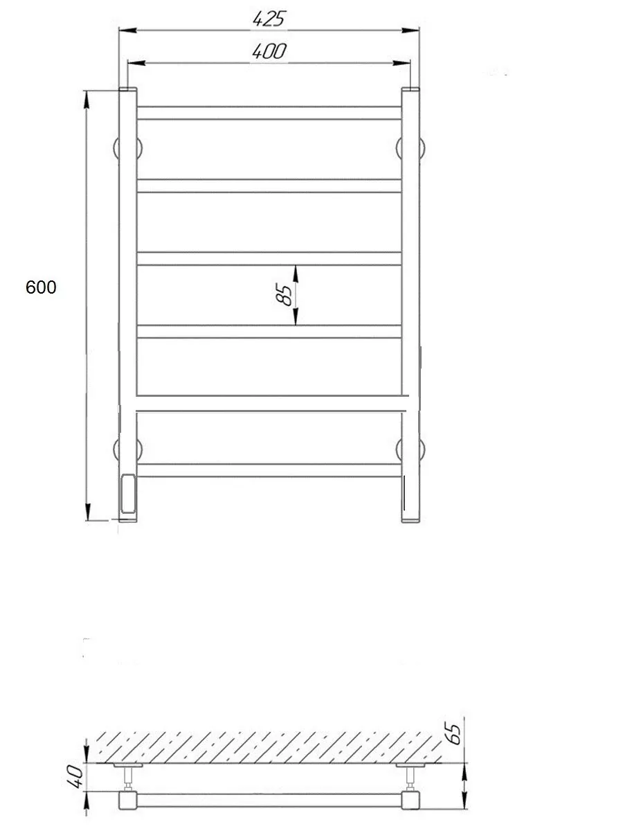 Полотенцесушитель электрический Laris Феличия ЧК П6 400х600 с терморегулятором, левый, белый матовый