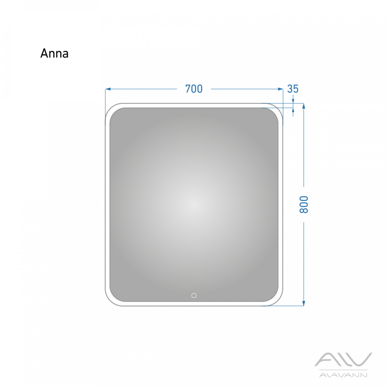 Зеркало Alavann Anna 70 свет, сенсор, белый
