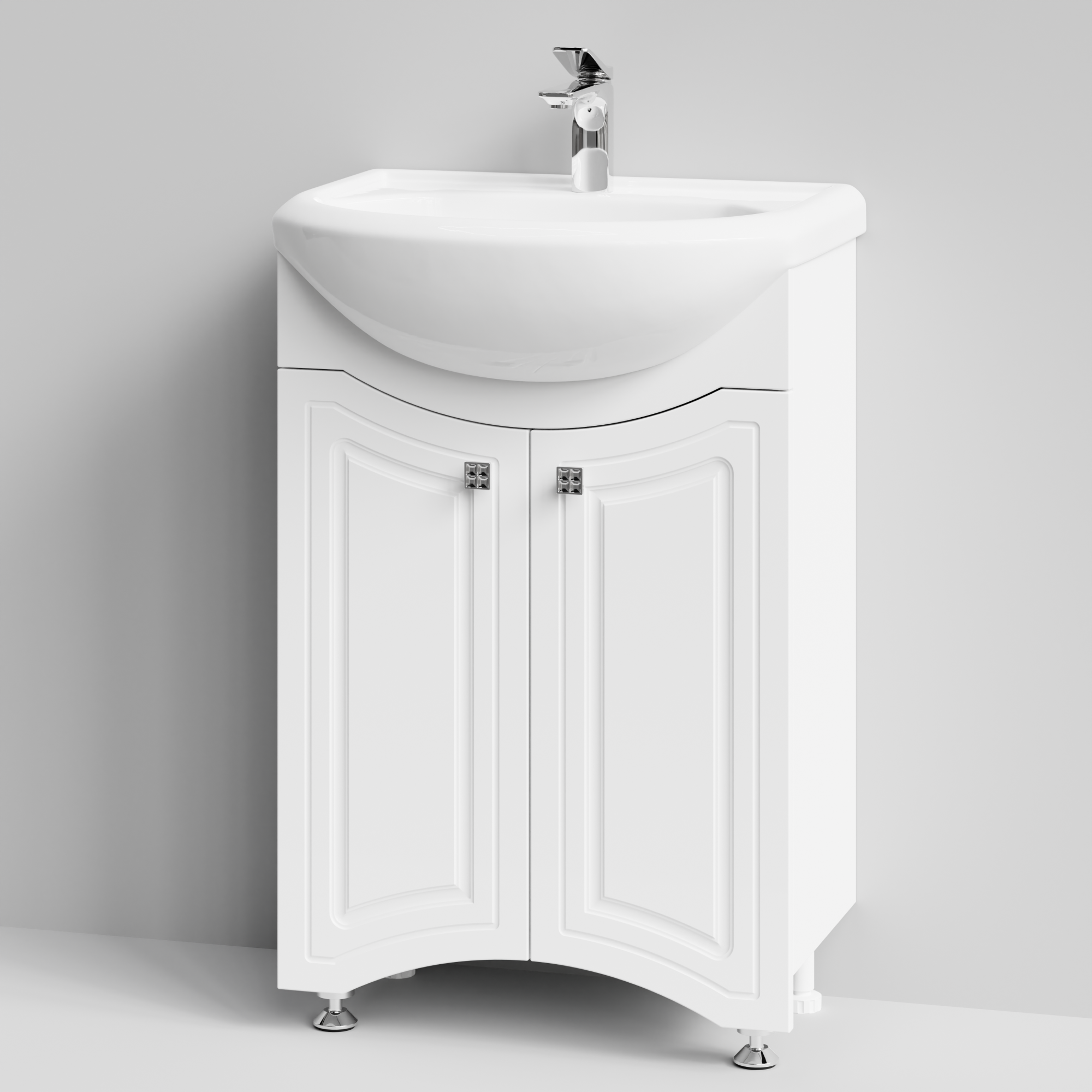 Тумба с раковиной Адам 55 напольная, белый глянец