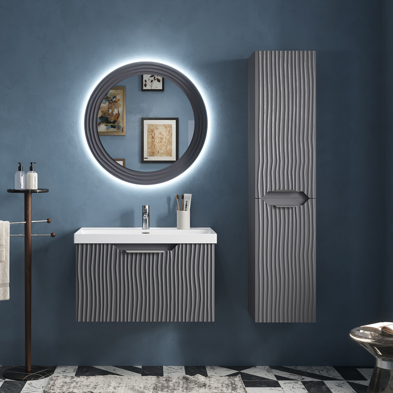 Зеркало EQUIL Mirage LED 80 с подсветкой, графит софт