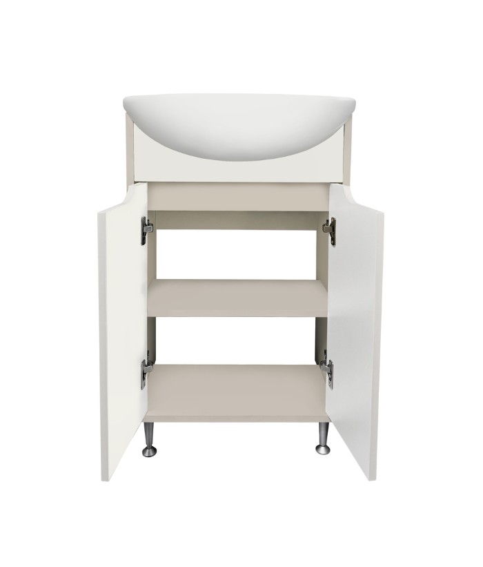 Тумба напольная Runo Эконова с раковиной Уют 50, 2 двери, серо-оливковый