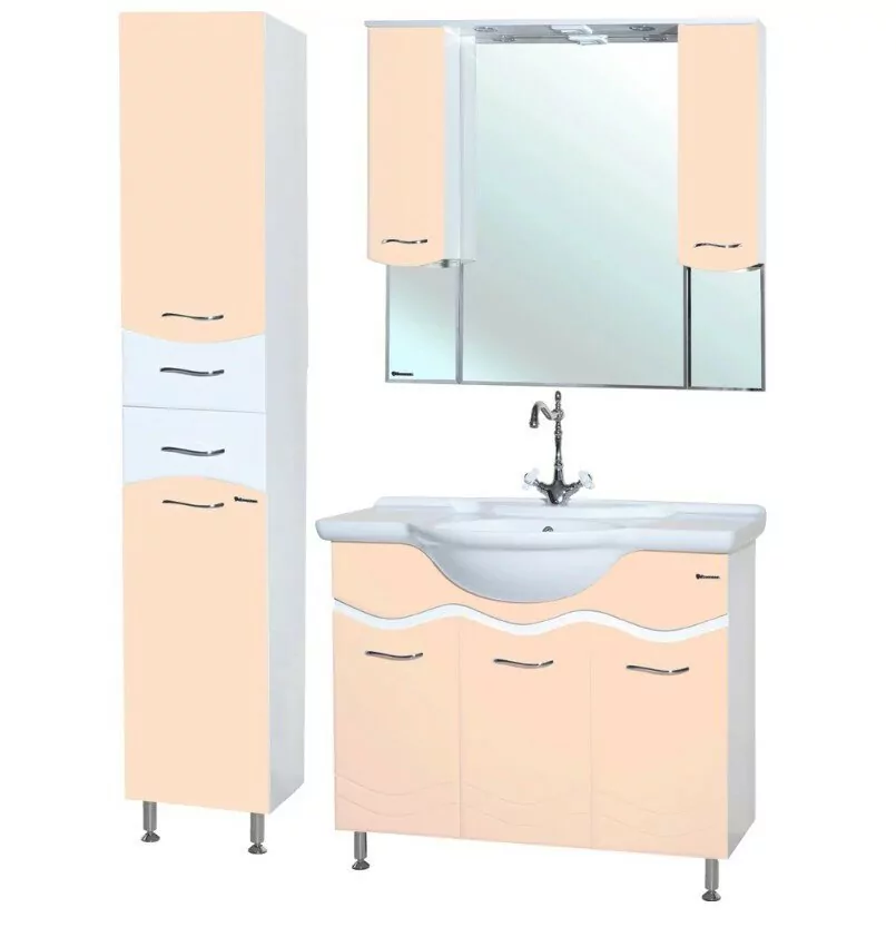 Зеркало с шкафчиком Bellezza Мари 105 свет, бежевый