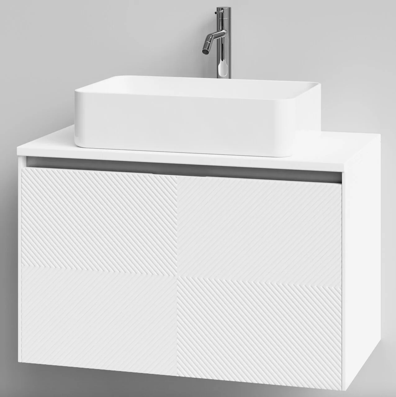 Тумба подвесная Vod-ok Соло 80 с раковиной Олимпия 560, белый + 7 цветов