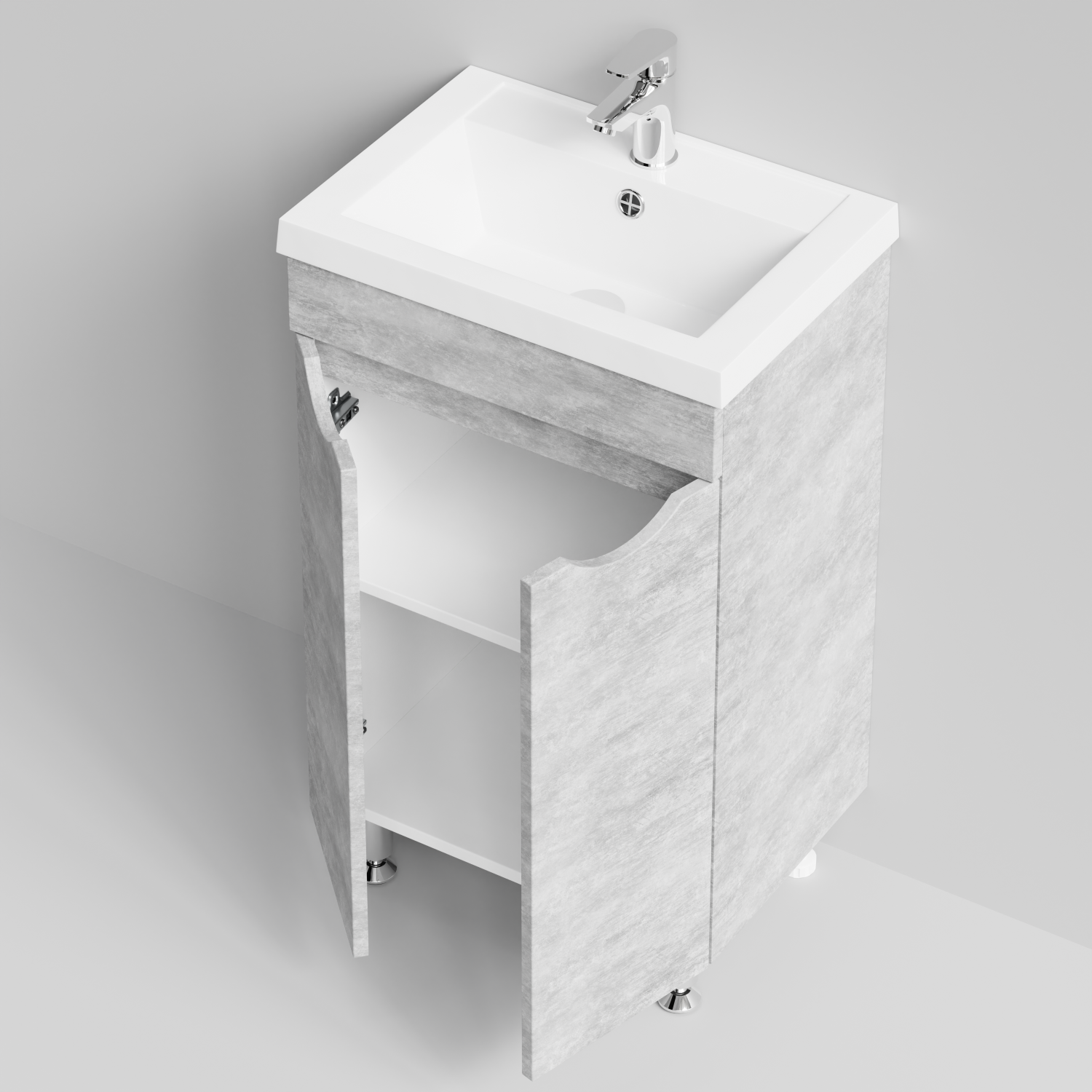 Тумба с раковиной Vod-ok Смайл 50 напольная, Горный камень