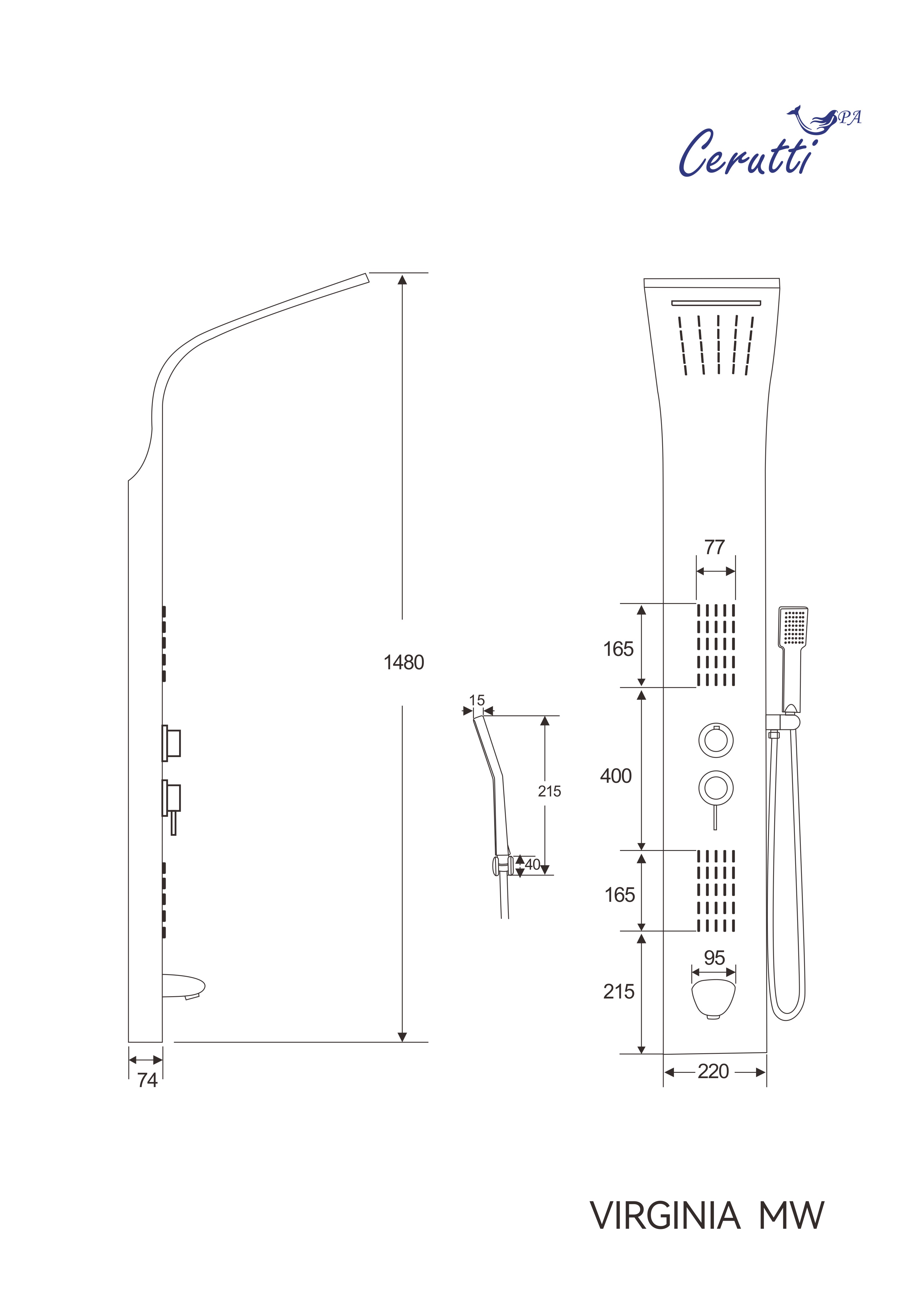 Душевая панель Cerutti Spa VIRGINIA MW CT9982 белый мрамор