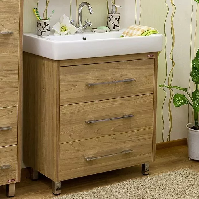 Тумба с раковиной Sanflor Ларго 80 напольная, вяз швейцарский