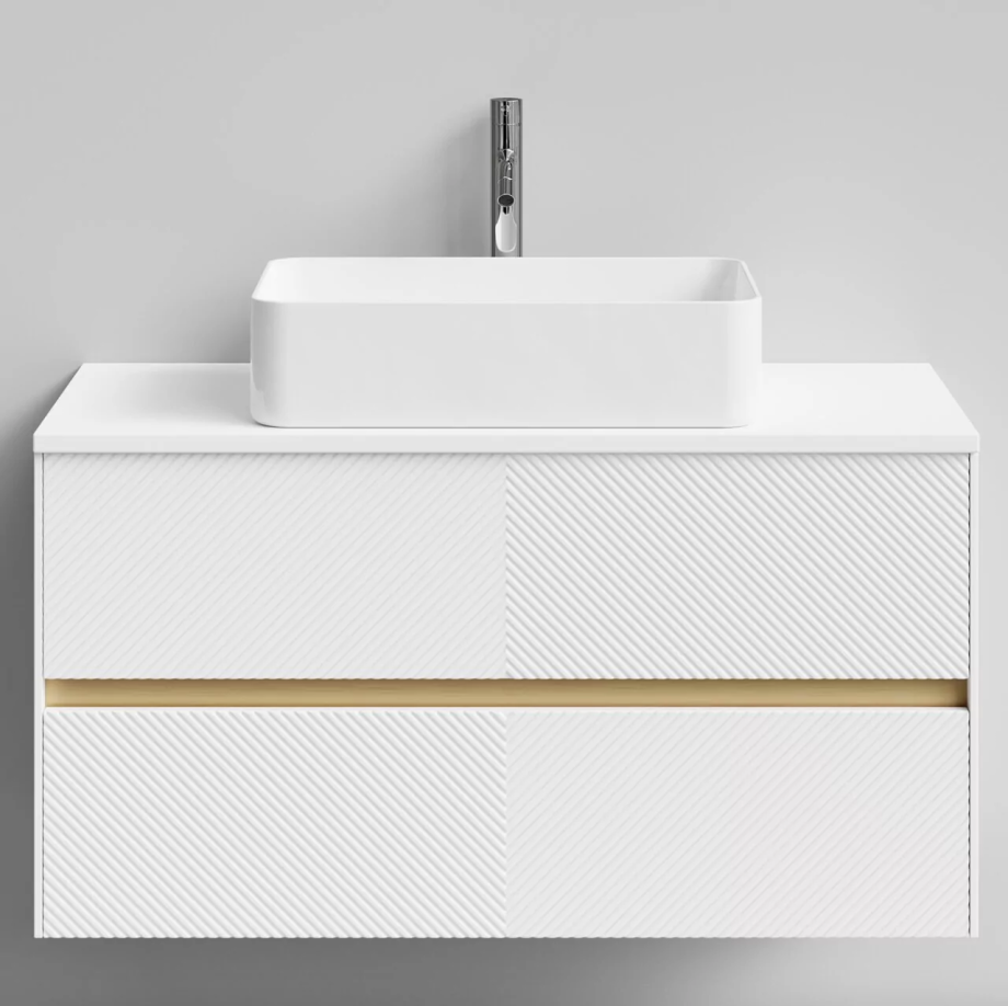 Тумба подвесная Vod-ok Аурум 100 с раковиной Олимпия 560, белый + 7 цветов