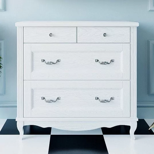 Тумба-комод ValenHouse Лиора 90 4 ящика, белый, ручки хром