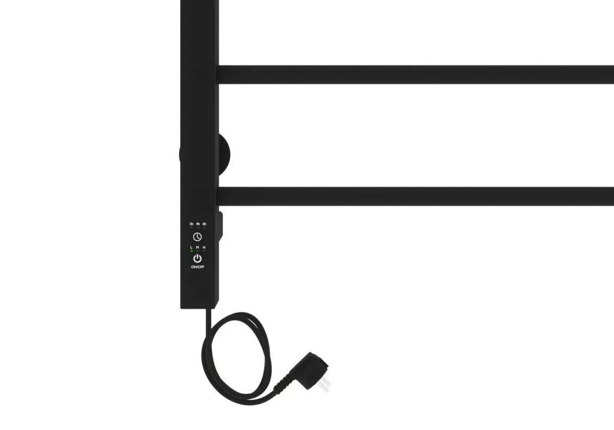 Полотенцесушитель электрический Laris Астор ЧКЧ П9 350х700 с терморегулятором, левый, черный матовый