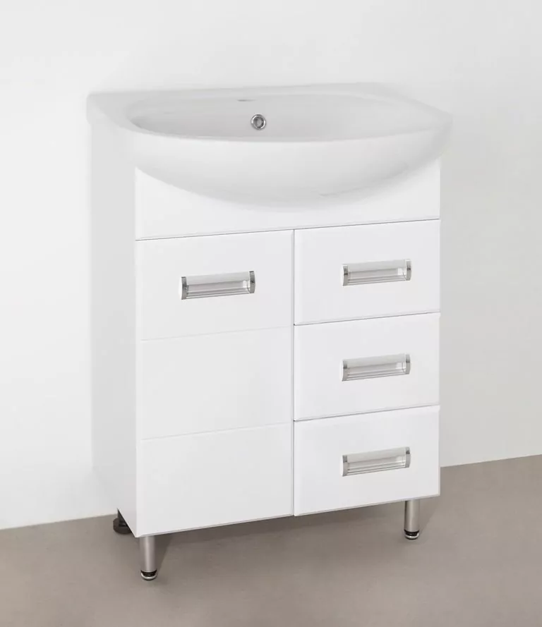 Тумба с раковиной Style Line Ирис 65 напольная, белая