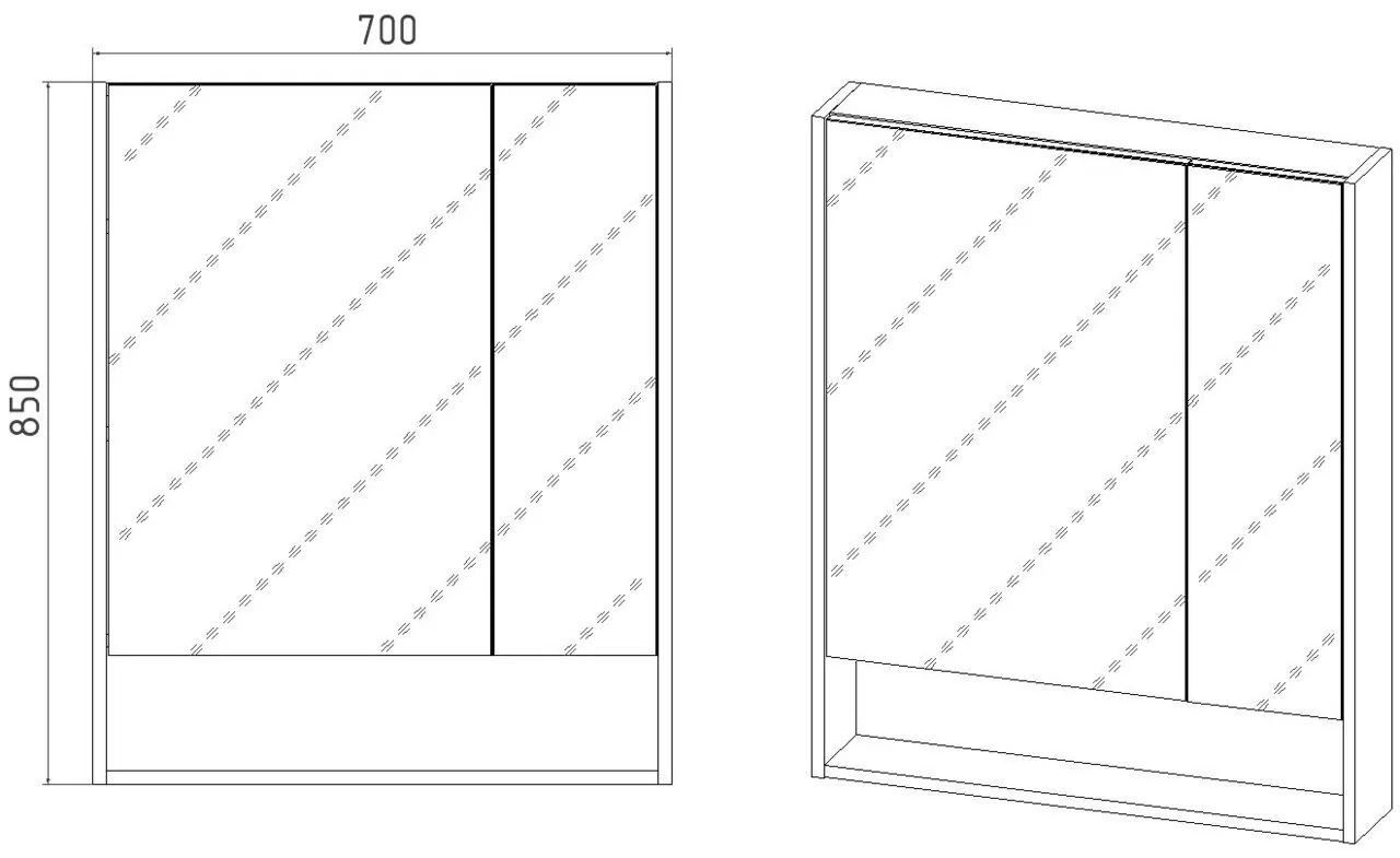 Зеркало-шкаф Viant Мальта 70 L/R, дуб вотан