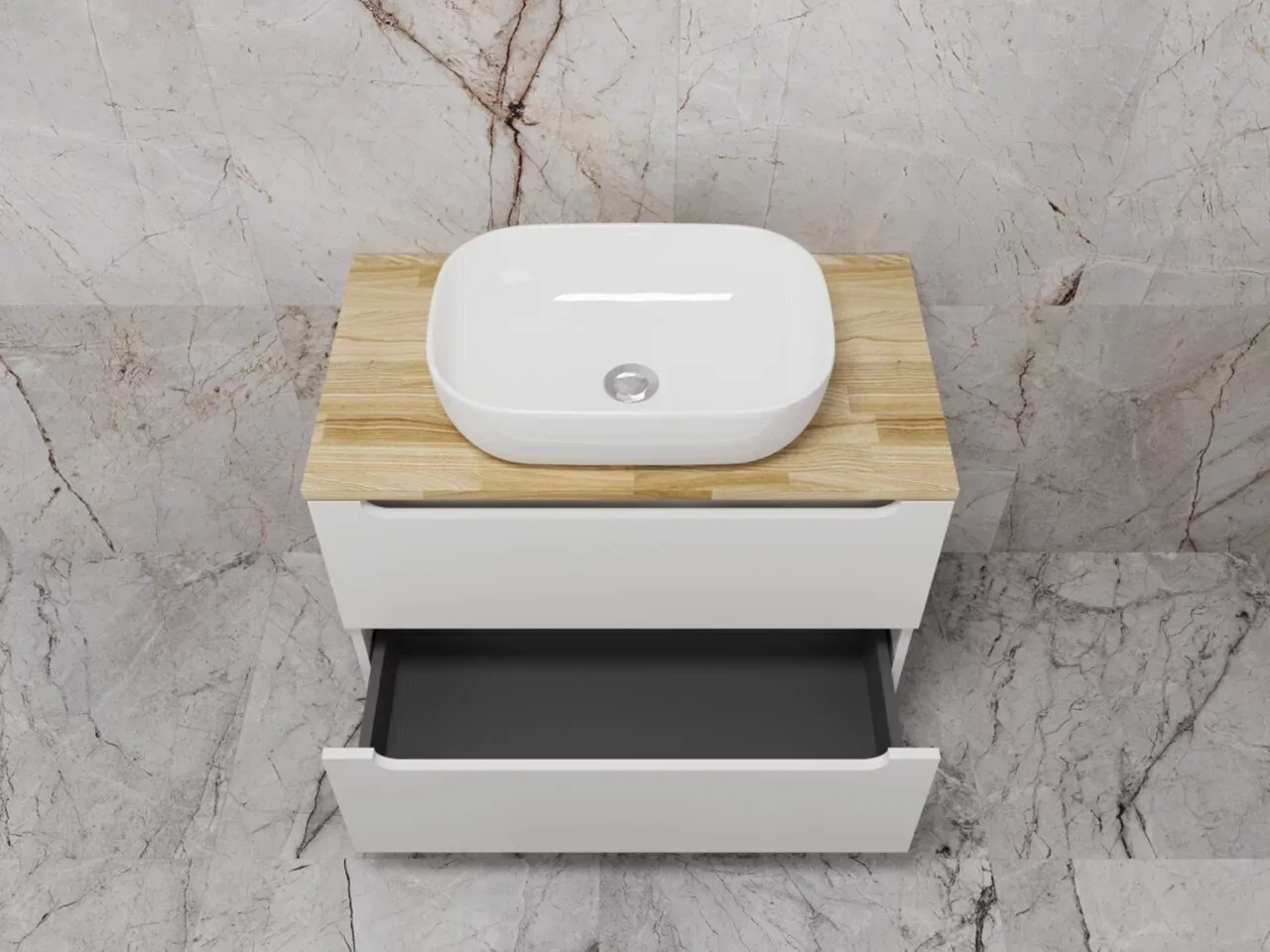 Тумба подвесная Style Line Бали 80 со столешницей, белый софт