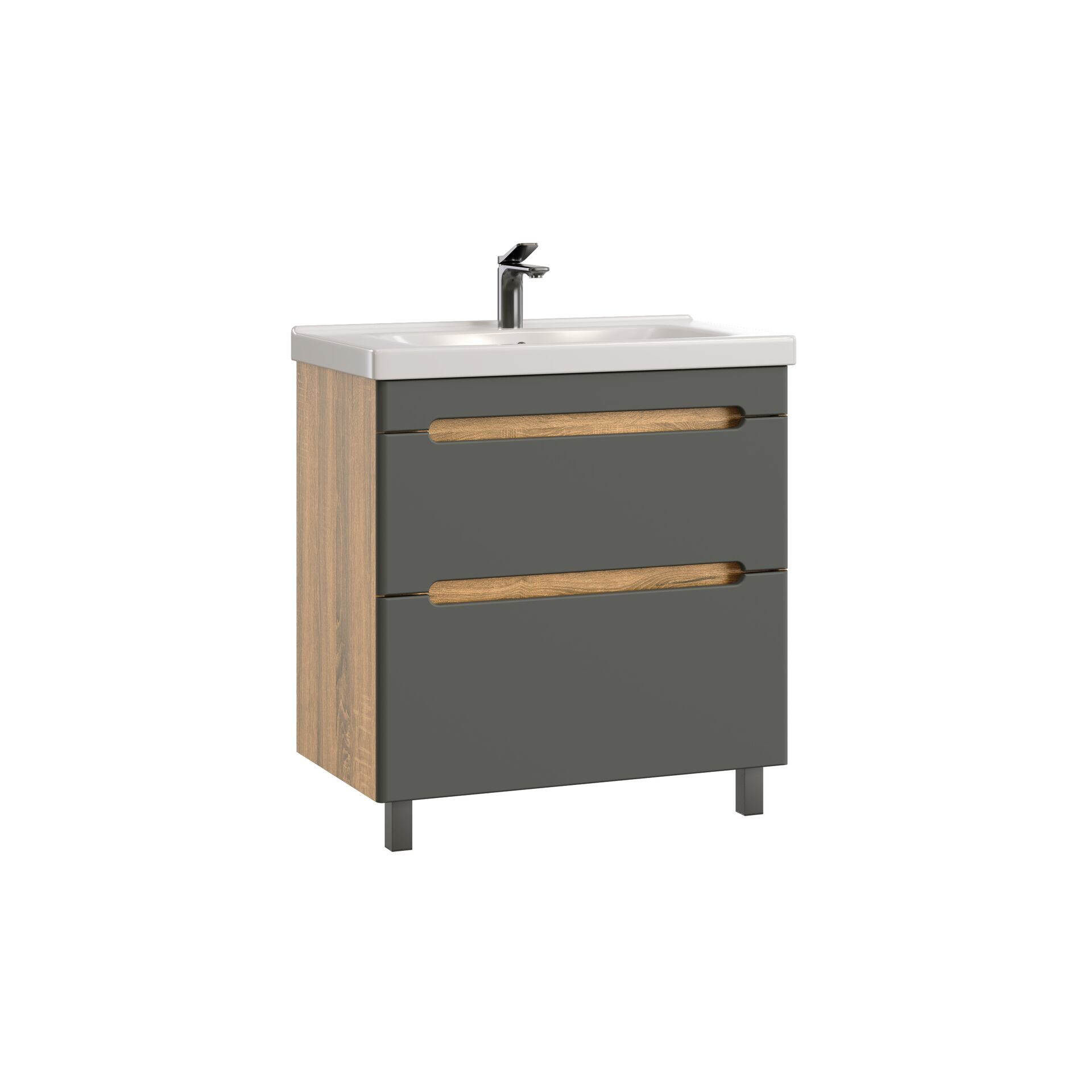 Тумба напольная SanStar Diva 80 с раковиной Moduo 80 (комплект), Gold Craft