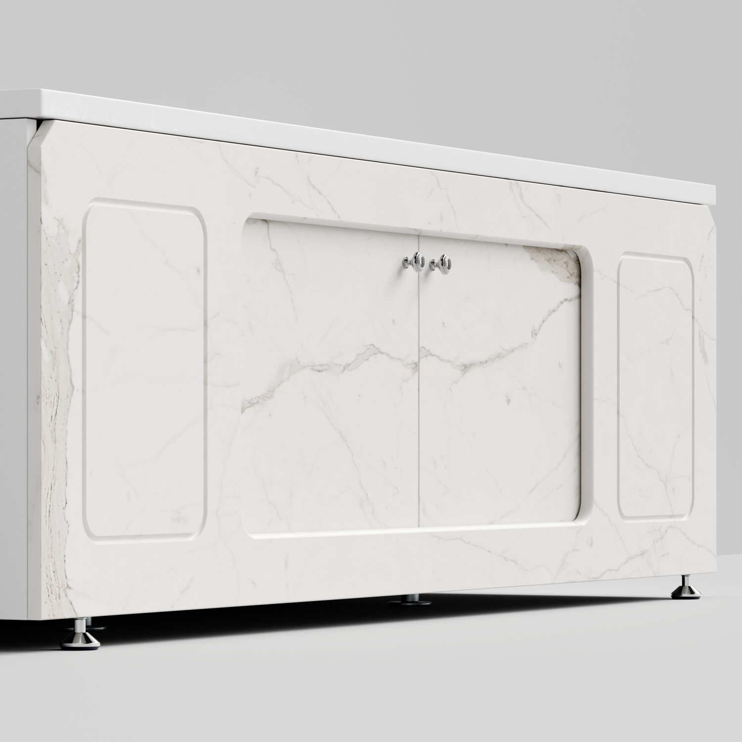 Экран под ванну Vod-ok Лидер 180 раздвижной Мрамор Белый натур милк