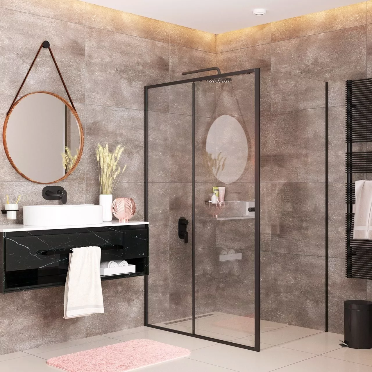 Душевой уголок Wasserkraft Dill 61S06 прямоугольный, без поддона, прозрачное стекло, черный