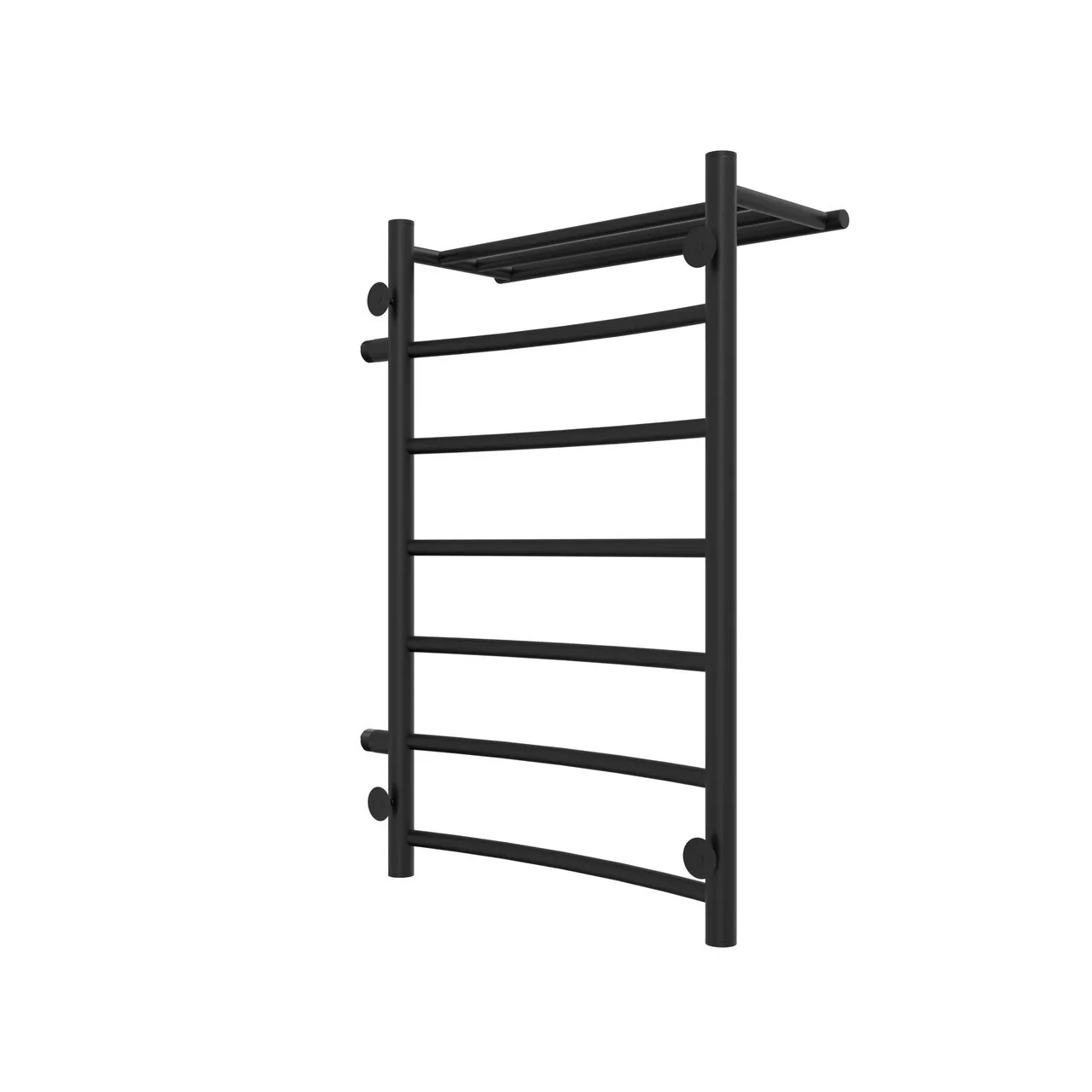 Полотенцесушитель водяной Laris Классик П7 500х800 R МЦ 500-1, боковой, с полкой, черный матовый