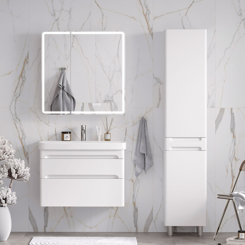 Пенал EQUIL Nice 40 напольный с корзиной L/R белый