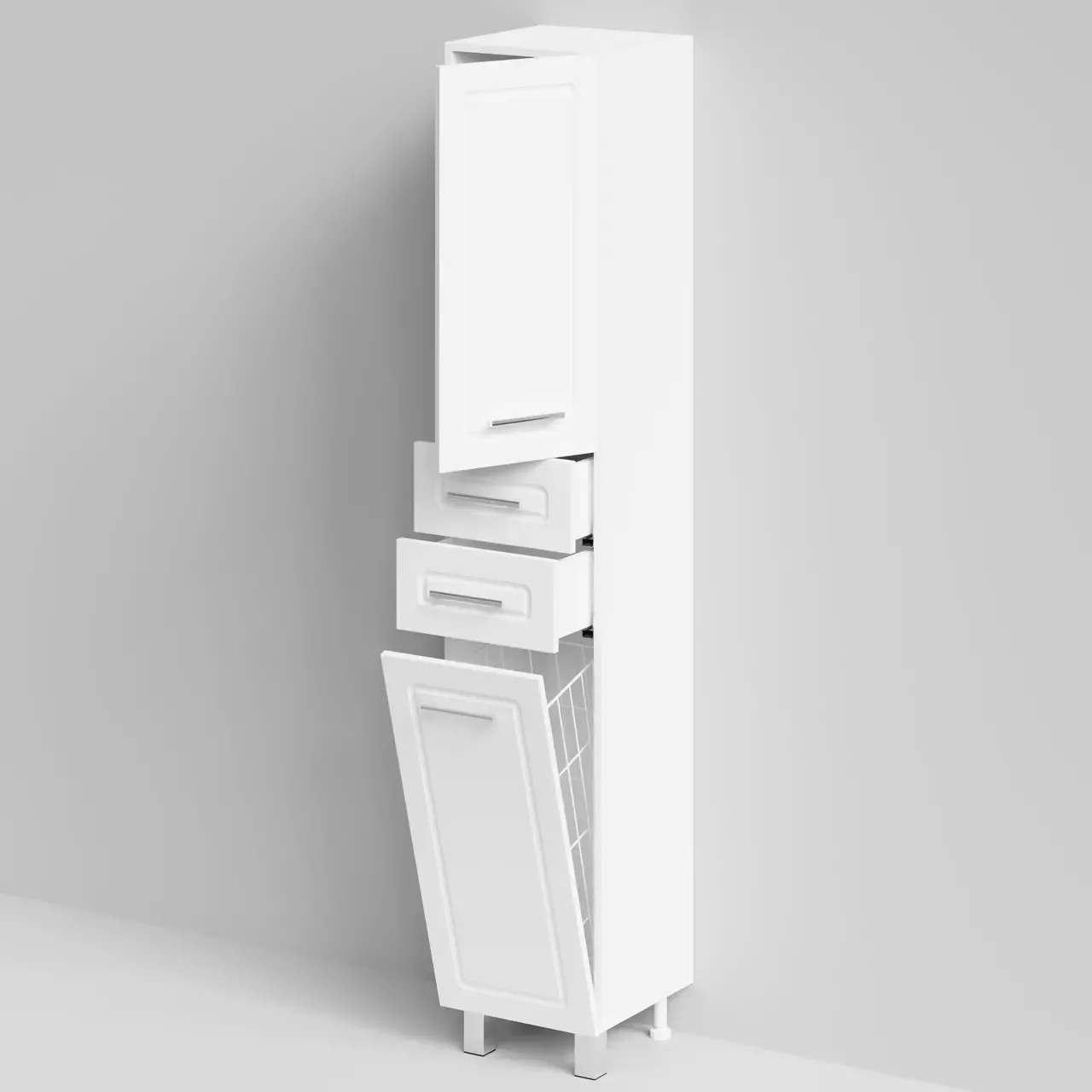 Пенал Vod-ok Арабеска 35 L/R, напольный, с корзиной, белый + 13 цветов