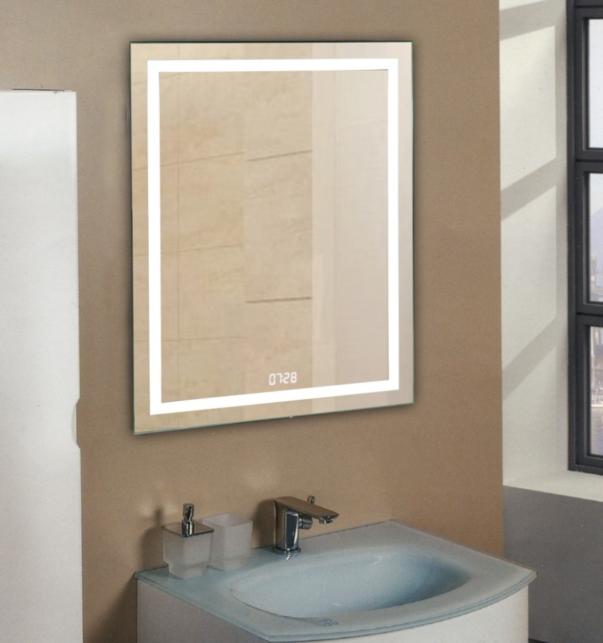 Зеркало Relisan WENDY 500х700 с часами и подсветкой