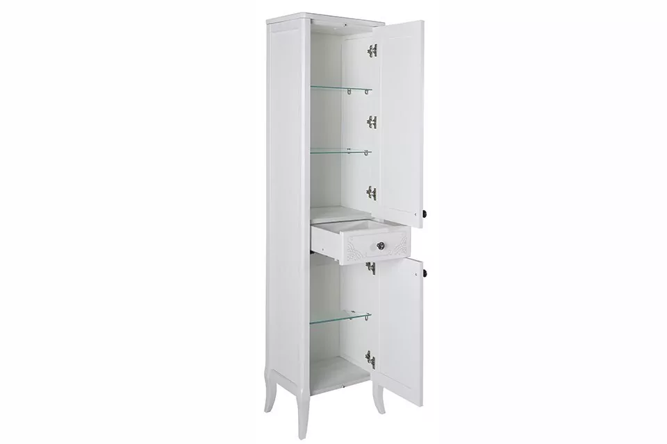 Пенал ASB Woodline Салерно 40 R напольный, белый, патина серебро