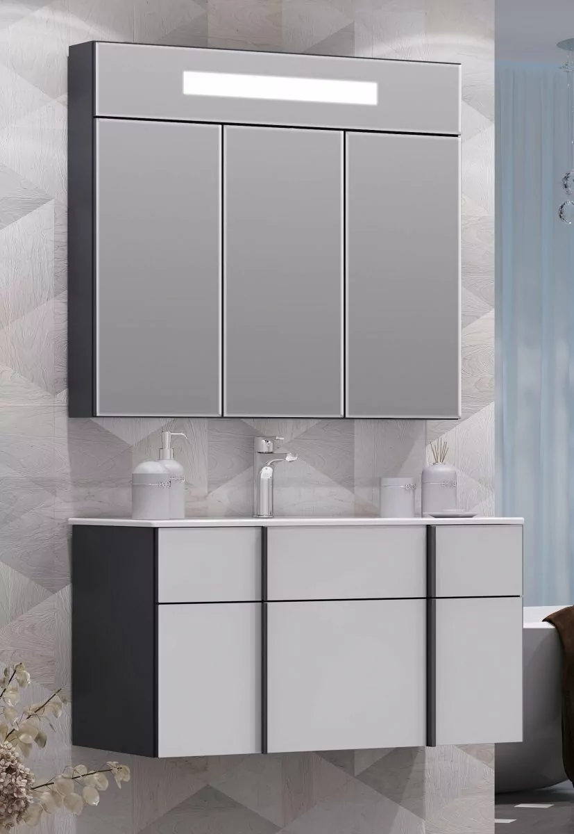 Зеркальный шкаф Opadiris Кристалл 90 антрацит