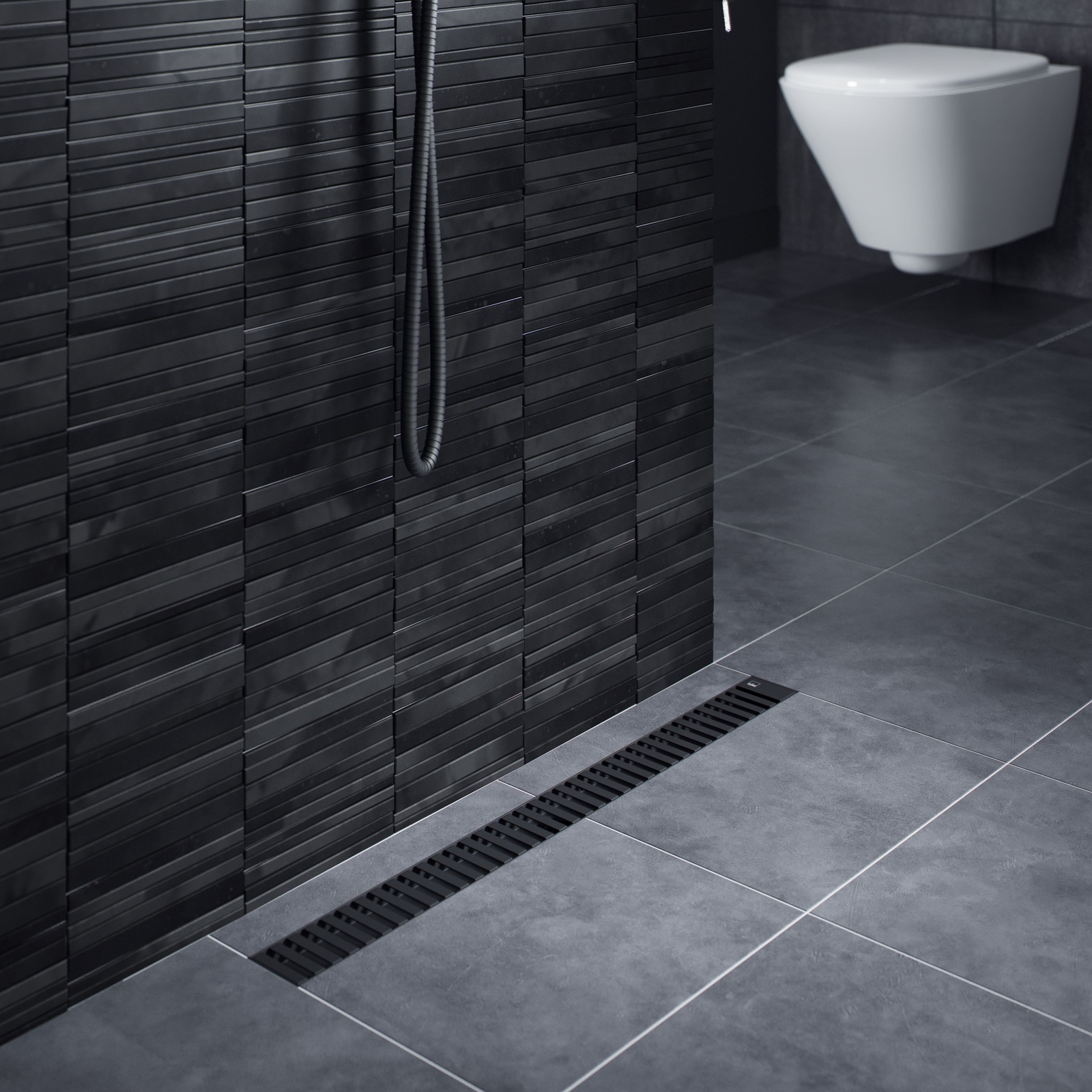 Душевой лоток TIMO Drain System 600 с вставкой "lines", Чёрный