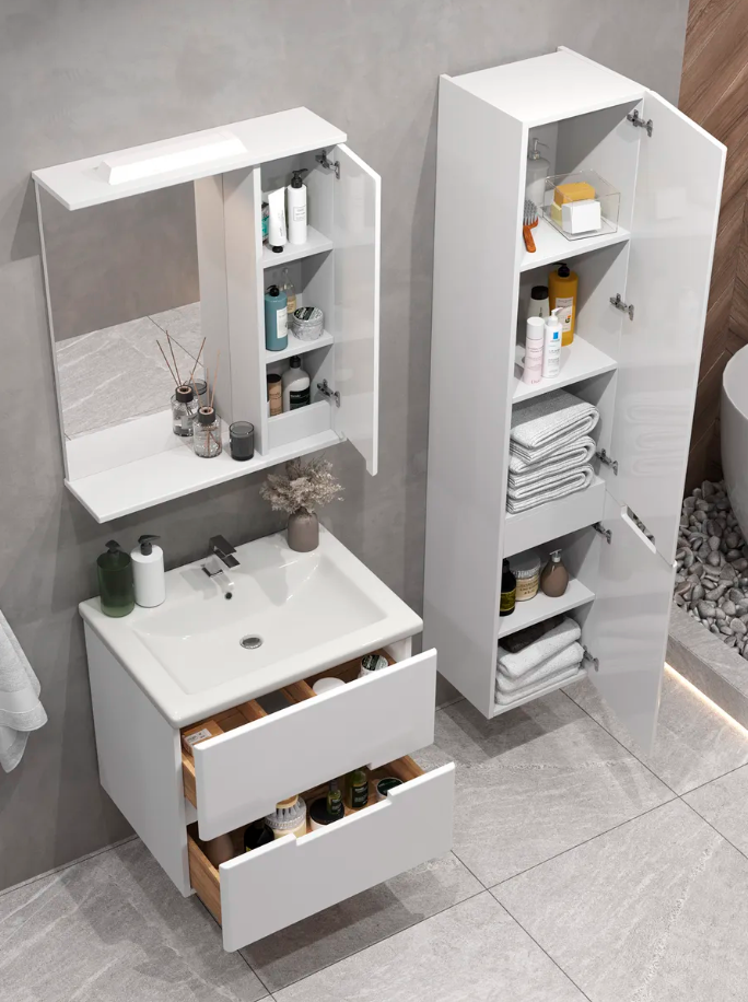 Тумба подвесная SanStar Ориана 50 с раковиной Moduo 50 белая