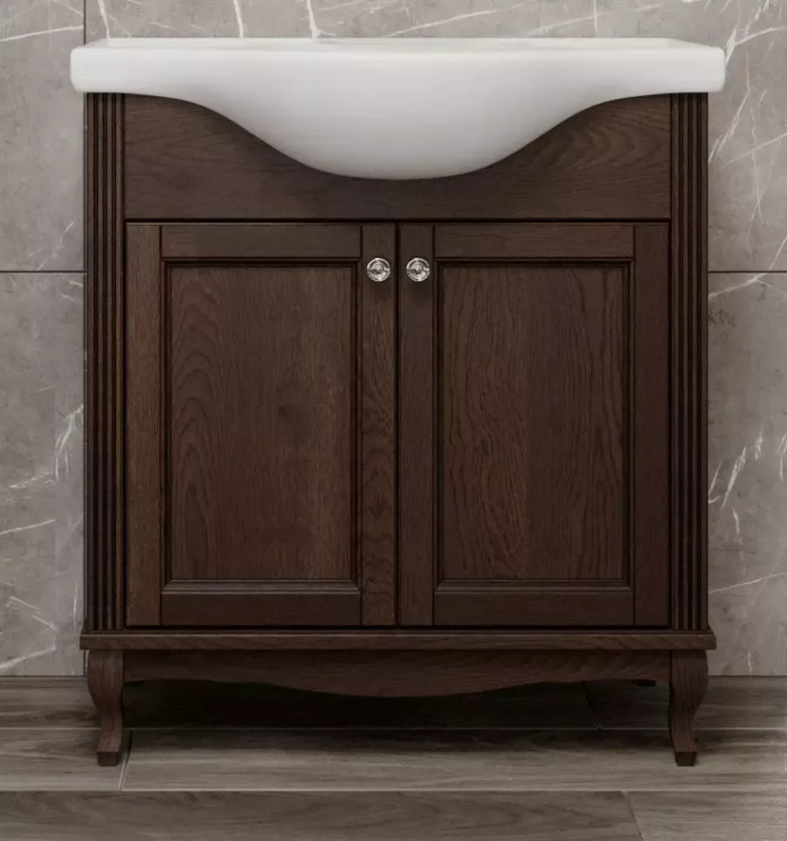 Тумба напольная ValenHouse Эллина 80/2 с раковиной Erica 80, 2 двери, кальяри, хром